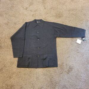 Men's Belford Charcoal Button-Front 100% Merino Wool Sweater